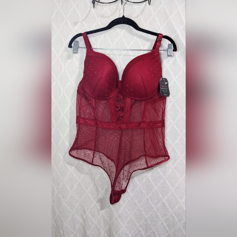 Black Fuchsia by Secret‎ LaceGalloon Lace & Mesh Teddy Size 3X